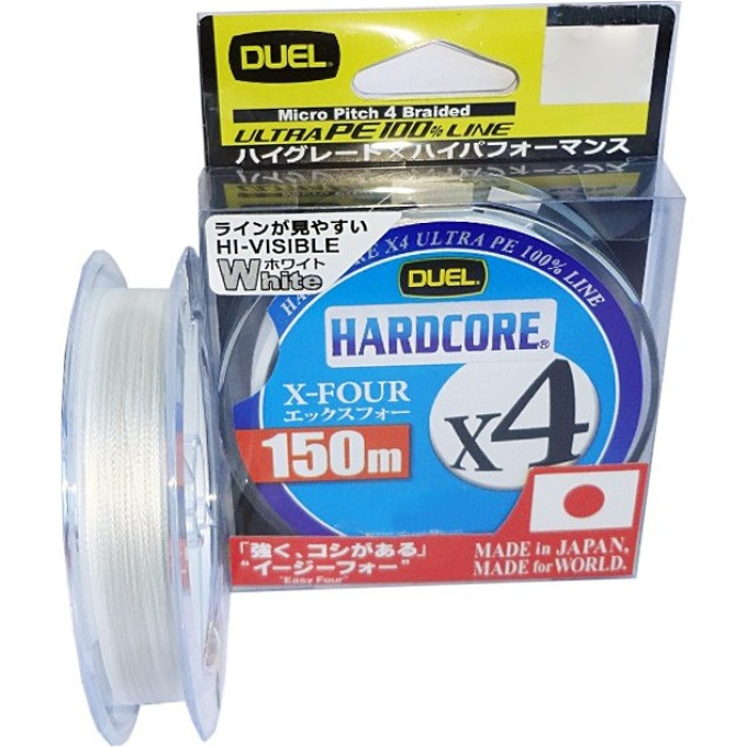 Шнур YO-ZURI PE HARDCORE X4 DUEL 1.5/0.209мм 10.0кг 150м WHITE H3277-W